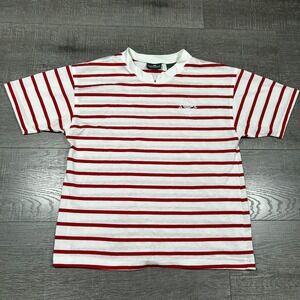 VTG Y2K Cabin Creek Golf Polo Shirt Men M White Striped Retro Sportswear Casual